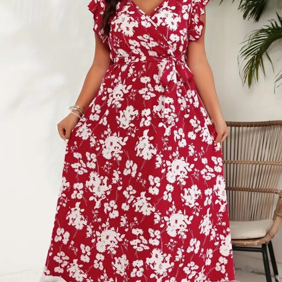 Women' Plus Size Elegant Beach  Long Floral Print Summer Maxi Sundress 12W - 18W - Picture 2 of 9